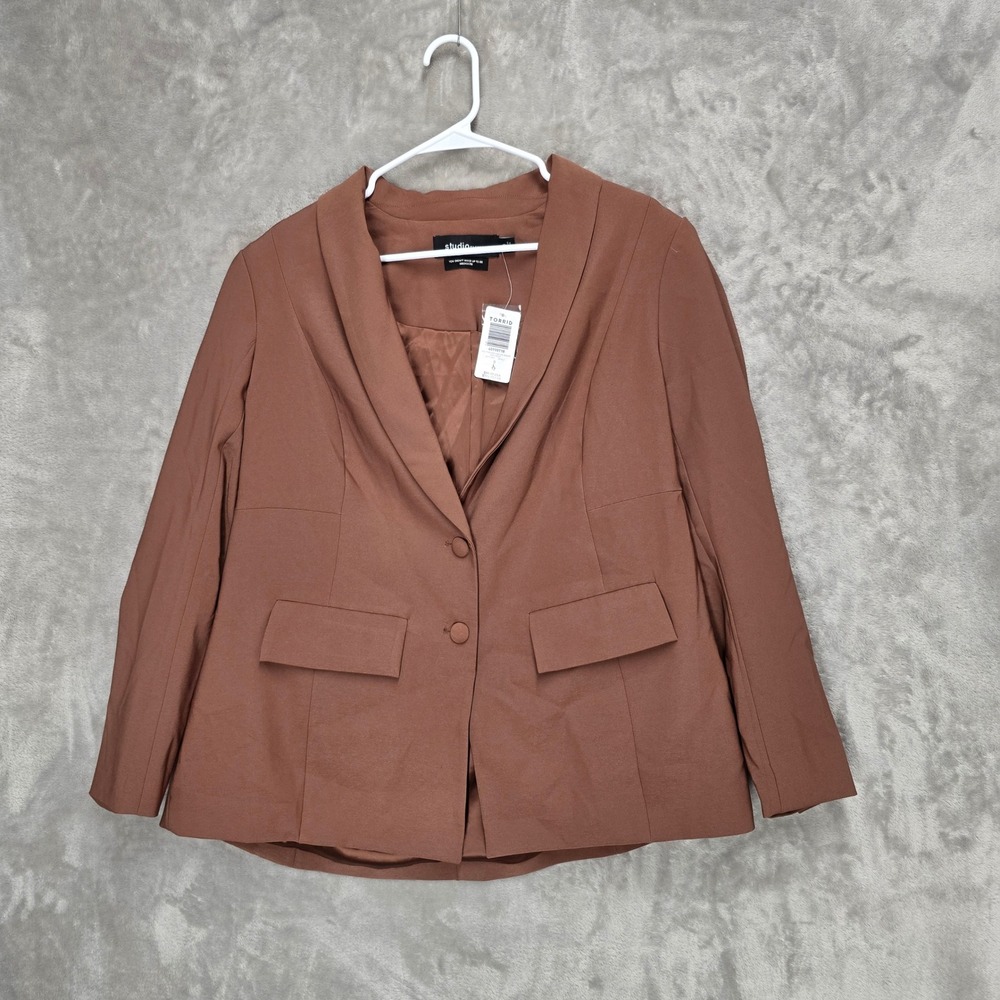 Studio by Torrid Women Brown Shawl Collar Blazer‎ Jacket Size L Career Office